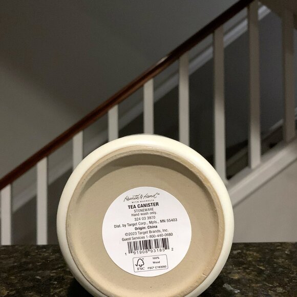 Hearth & Hand with Magnolia Stoneware TEA CANISTER and Wood Wooden Lid New 2023 - Picture 5 of 5
